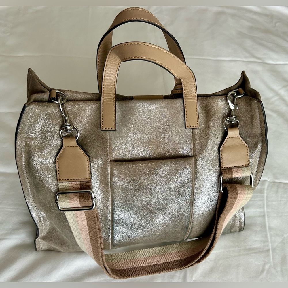 Vince Camuto Silver/Tan Leather Bag